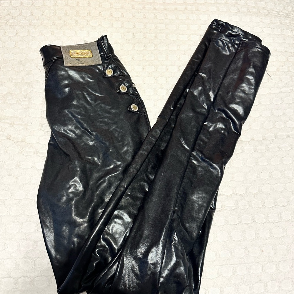 Black faux leather Lawman pants
